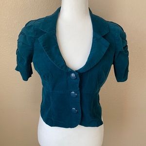 Velvet Dark Teal Crop Jacket